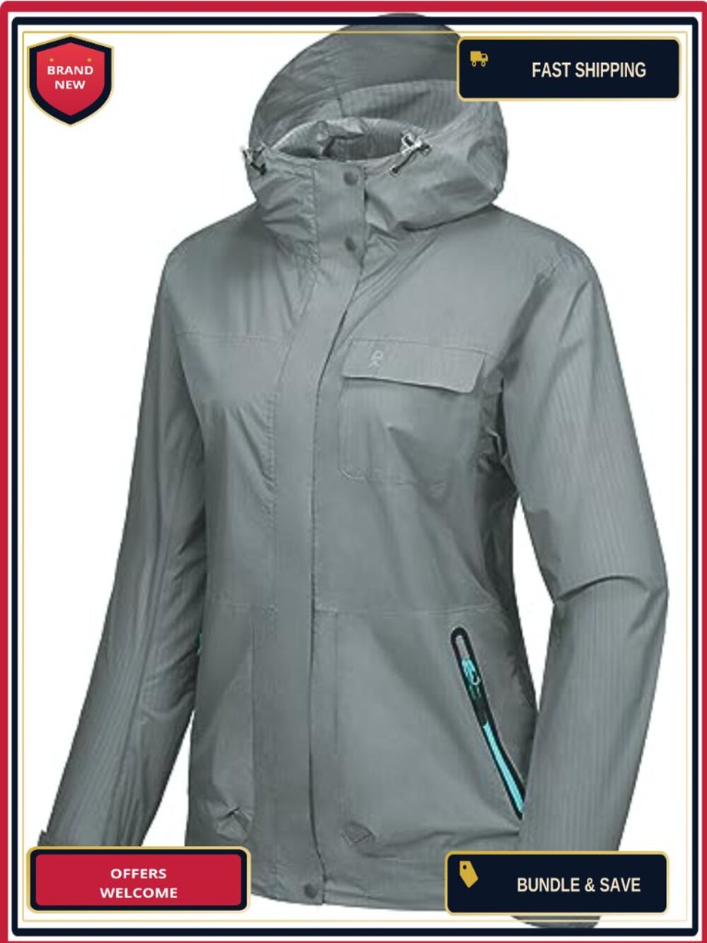 Waterproof Rain Jacket Lightweight Hooded Windbreaker Outdoor Golf Women's